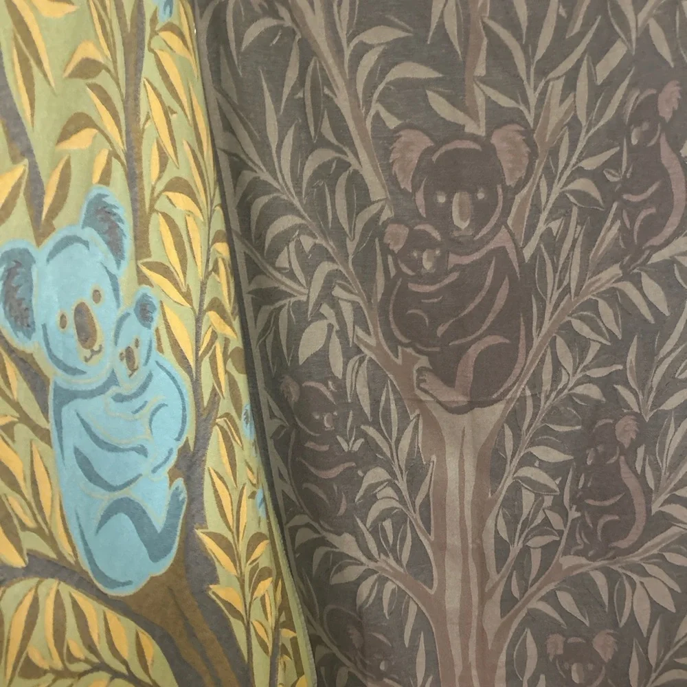 Koalas in Gum Tree Queen + Joey Loom Weave Organic Cotton 84” 2 Side Khaki